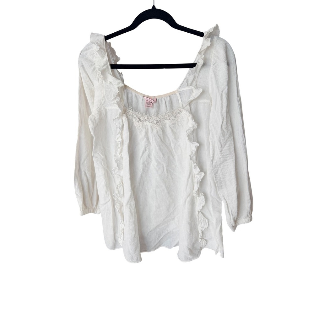 Victoria's Secret Ruffle Lace Cottagecore Blouse Size S